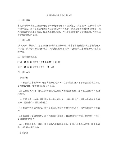 志愿培训小组活动计划方案