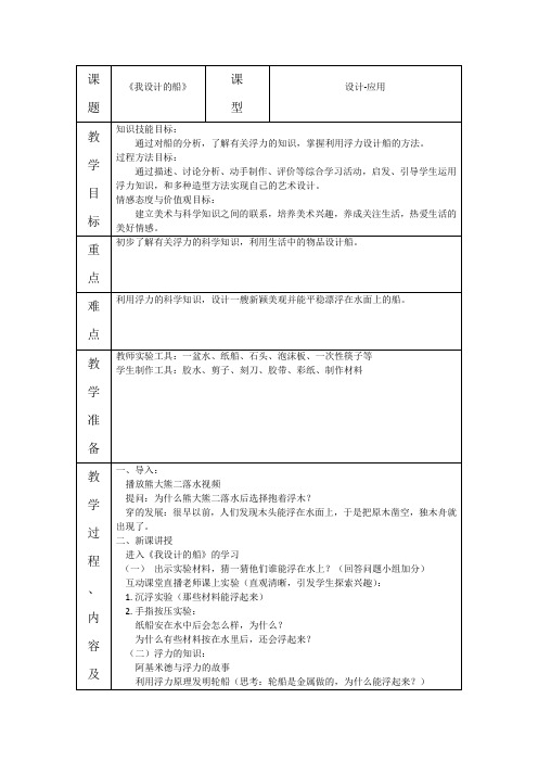 四年级美术上册教案-第17课 我设计的船2-人美版