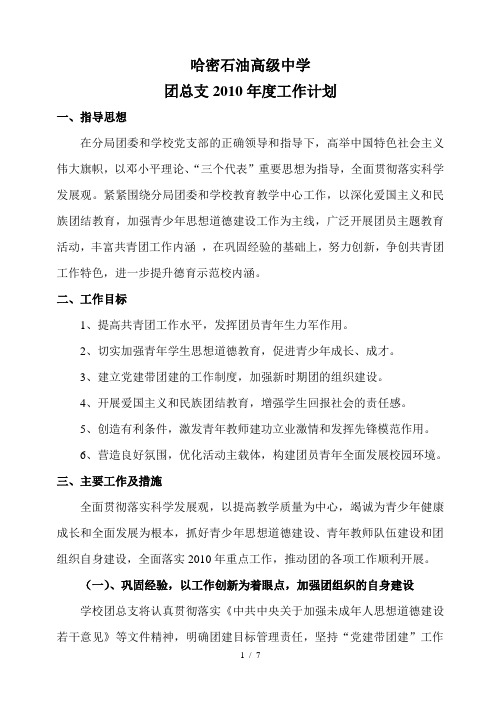 2010年度团总支工作计划