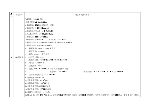 设备需求技术参数