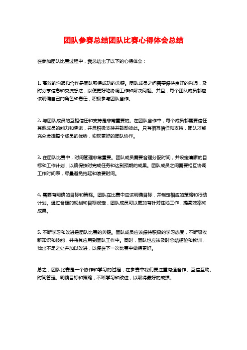 团队参赛总结团队比赛心得体会总结