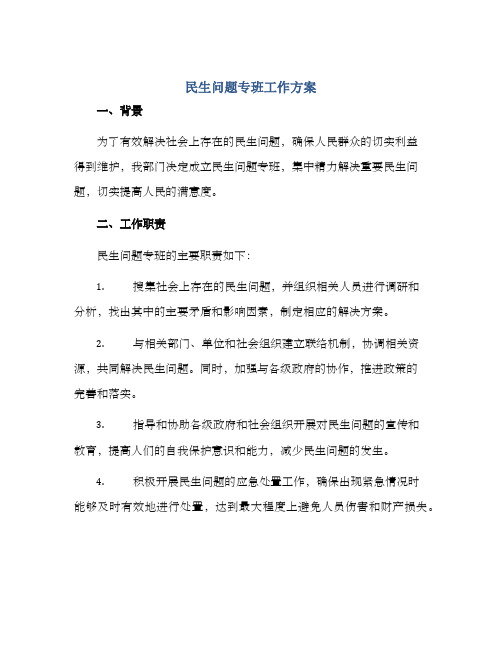 民生问题专班工作方案