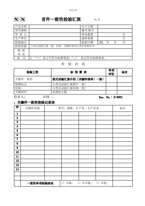 2022年首件一致性检验汇报模板