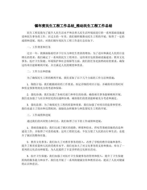 镇年度民生工程工作总结_推动民生工程工作总结