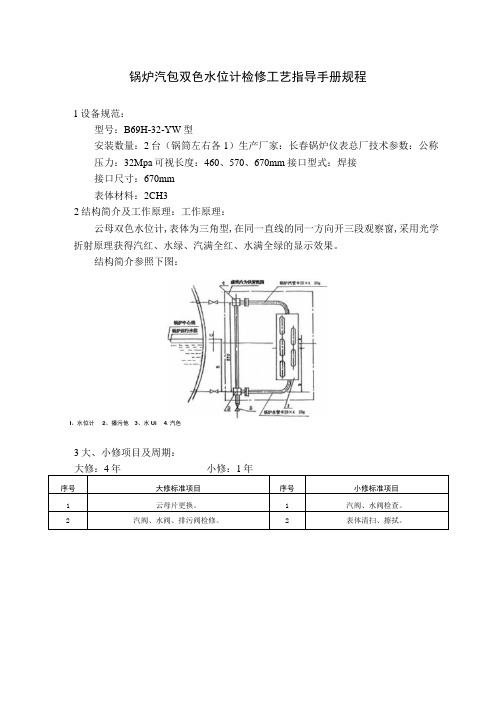 锅炉汽包双色水位计检修工艺指导手册规程