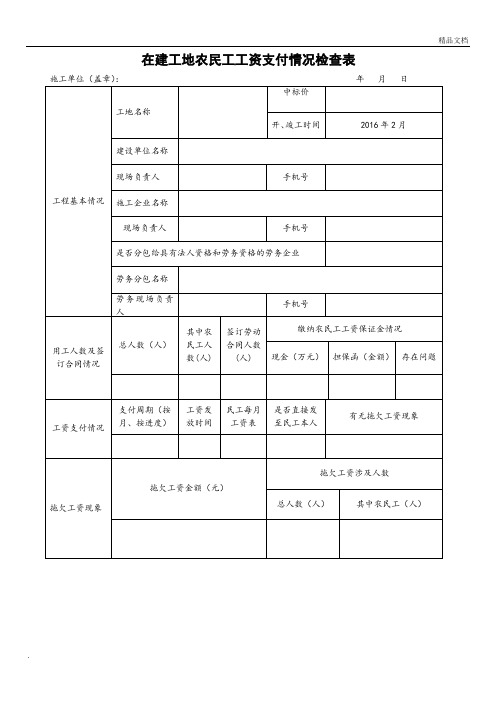 农民工工资支付检查表