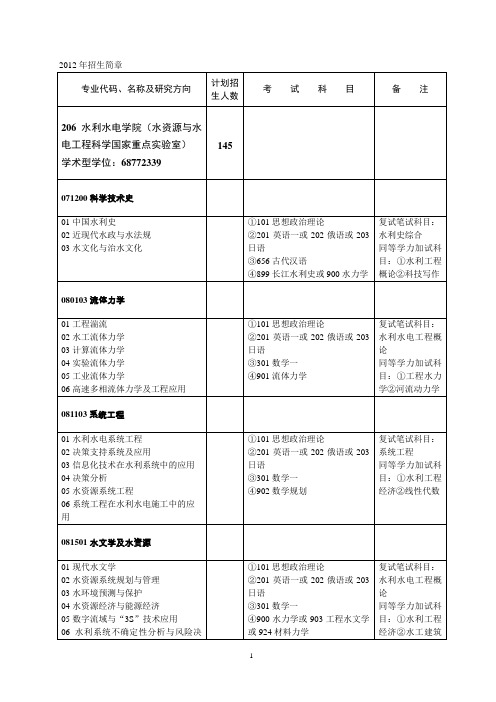 武汉大学水利招生简章