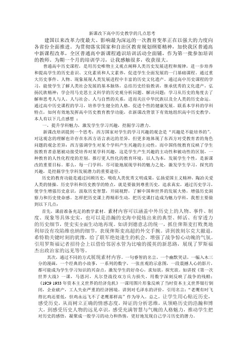 新课改下高中历史教学的几点思考