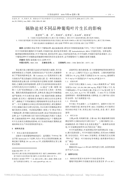 镉胁迫对不同品种葡萄叶片生长的影响_张望舒_蔡冲_周瑛华_吴梦依_沈如峰_胡哲佳