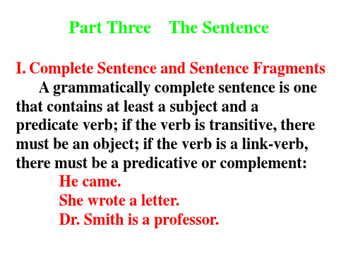 Part Three Sentence