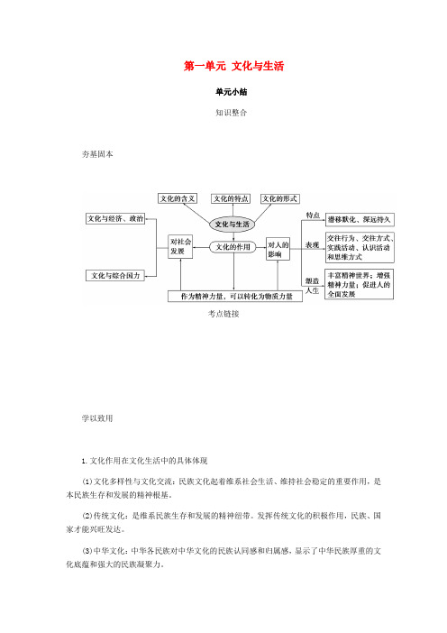 (江苏专版)2019年高考政治总复习 第一单元 文化与生活单元小结讲义 新人教版必修3