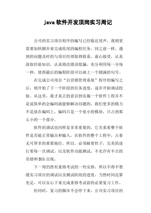 java软件开发顶岗实习周记