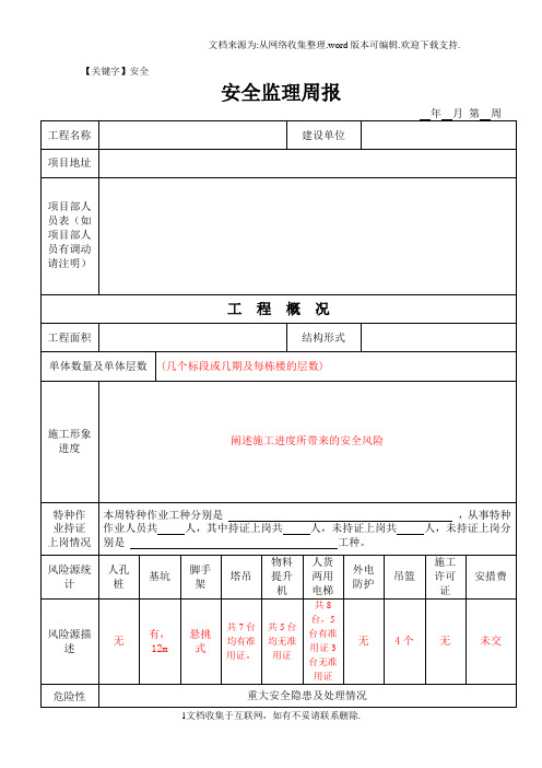 【安全】安全监理周报及周检表