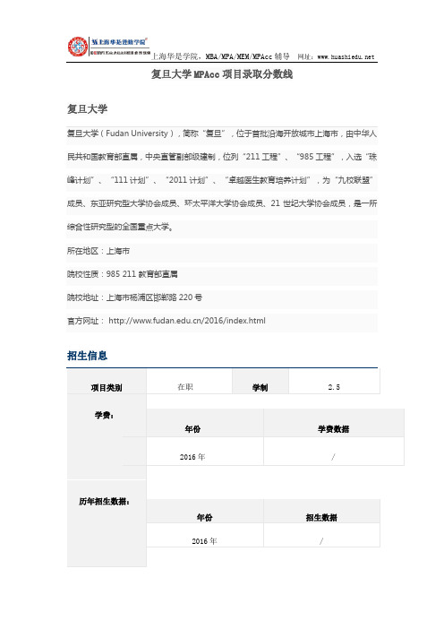 复旦大学MPAcc项目录取分数线与招生信息