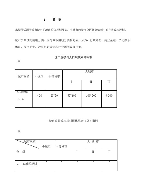 城市公共设施规划规范