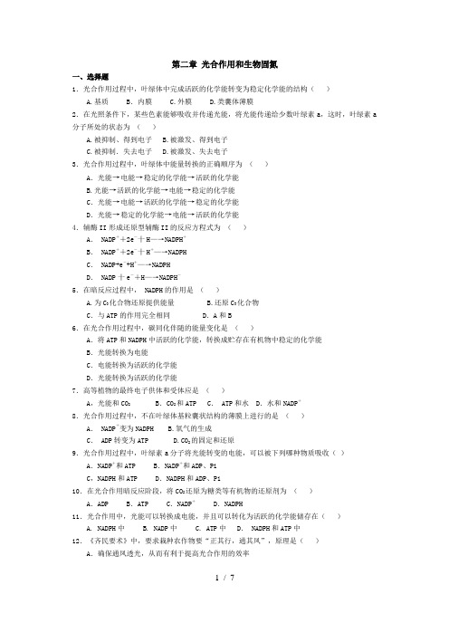 试题高中生物必修全一册第二章光合作用和生物固氮