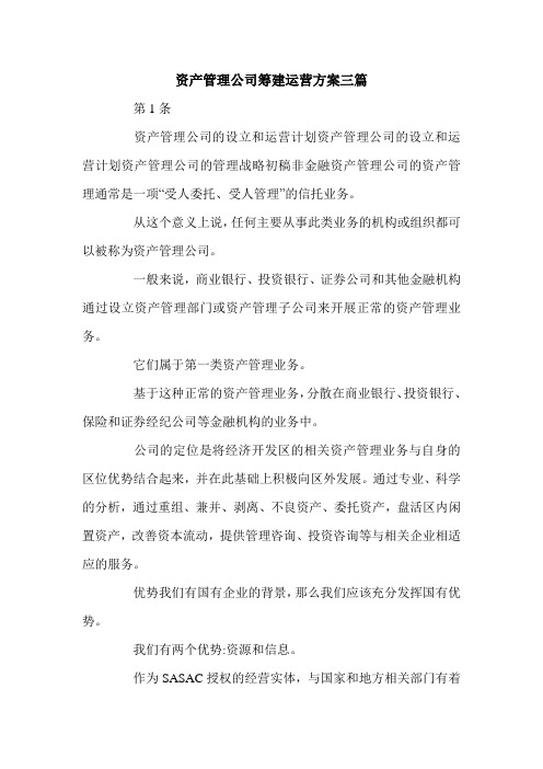 资产管理公司筹建运营方案三篇.doc