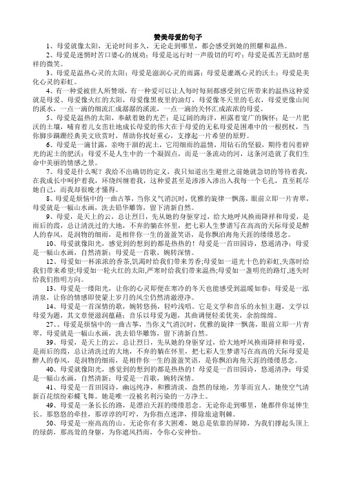 赞美母爱的句子