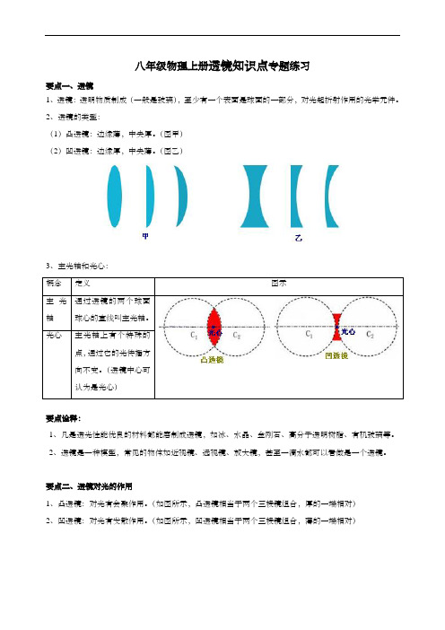 八年级物理上册透镜知识点专题练习