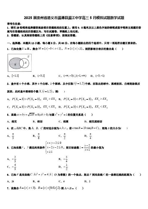 2025届贵州省遵义市湄潭县湄江中学高三5月模拟试题数学试题