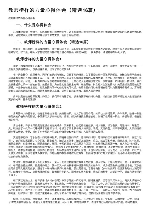 教师榜样的力量心得体会（精选16篇）