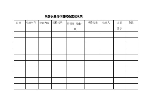 泵房日常巡查记录