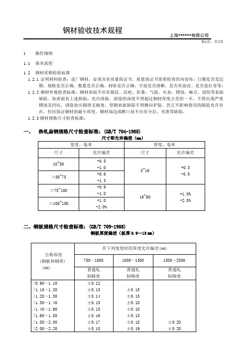 钢材采购检验标准