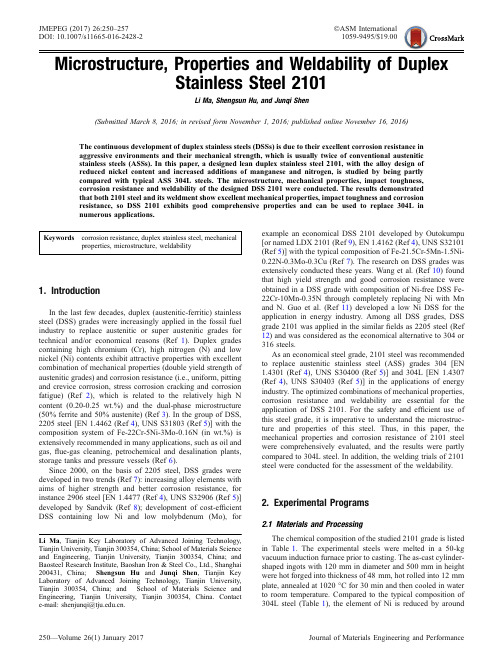 Microstructure, Properties and Weldability of Duplex Stainless Steel 2101