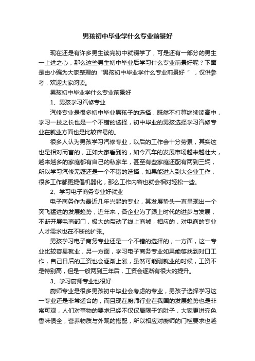 男孩初中毕业学什么专业前景好