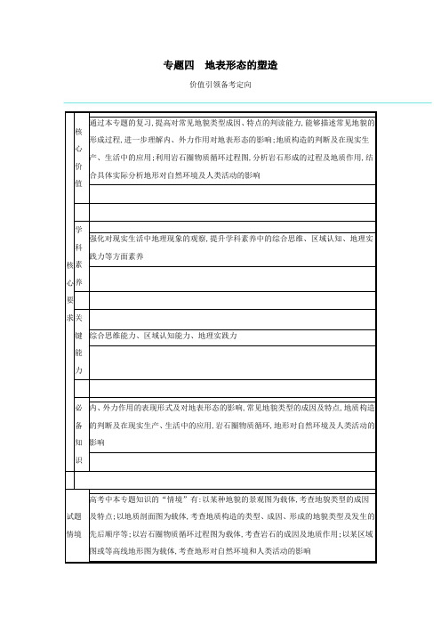 2021高考地理二轮复习专题四地表形态的塑造学案.docx