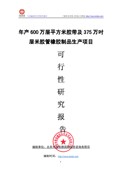 年产600万层平方米胶带及375万吋层米胶管橡胶制品生产项目可行性研究报告