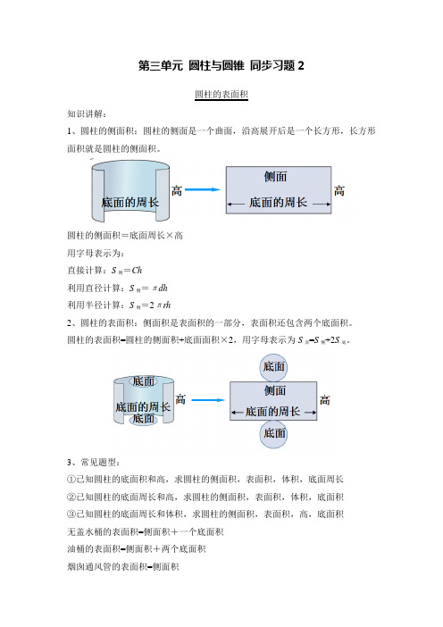 人教部编版数学六年级下-第三单元 圆柱与圆锥 同步练习 附答案