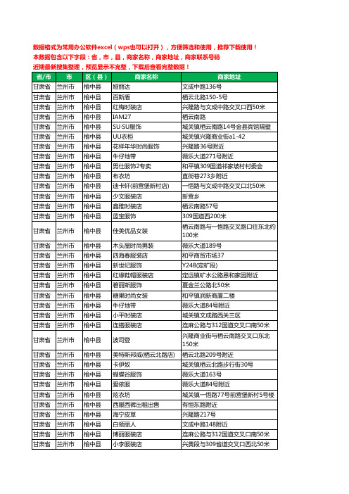 2020新版甘肃省兰州市榆中县服装工商企业公司商家名录名单黄页联系电话号码地址大全111家