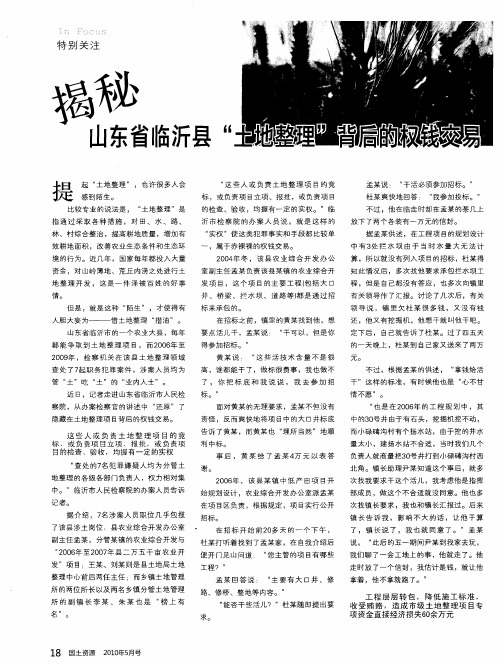 揭秘山东省临沂县“土地整理”背后的权钱交易