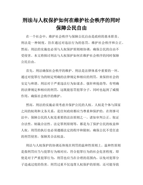 刑法与人权保护如何在维护社会秩序的同时保障公民自由