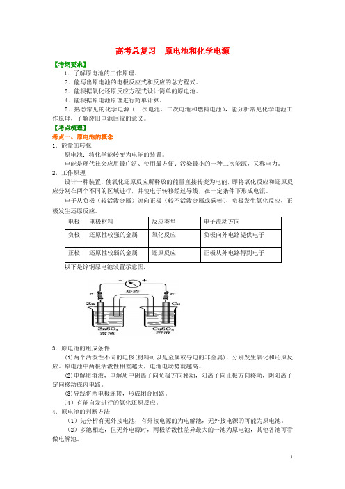 高考化学总复习原电池和化学电源知识讲解