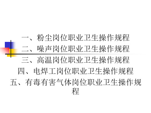 岗位职业卫生操作规程课件