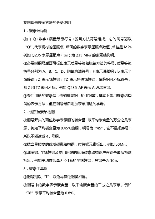 我国钢号表示方法的分类说明