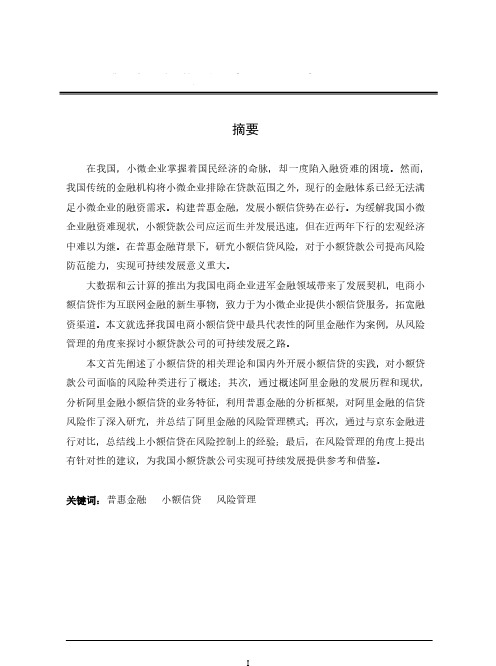 普惠金融背景下小额信贷风险研究——以阿里金融为例