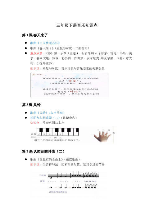 3年级下册音乐知识点