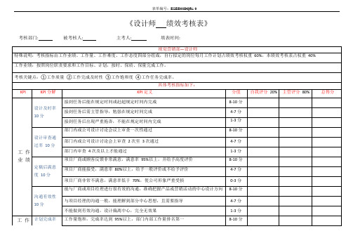 电商设计师月度绩效考核表(可编辑修改word版)