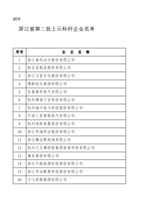 浙江省第二批上云标杆企业名单