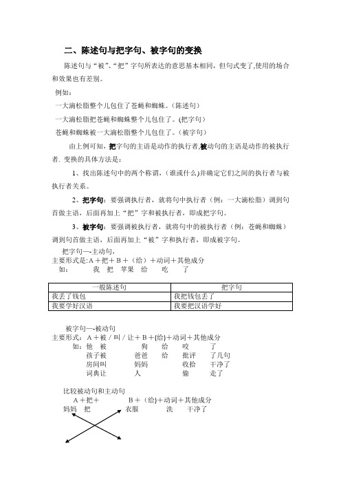 陈述句与把字句、被字句的变换