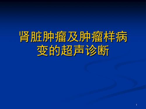 肾脏肿瘤及肿瘤样病变的超声诊断ppt课件