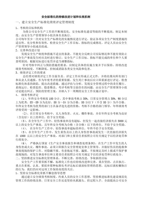 安全标准化的持续改进计划和措施