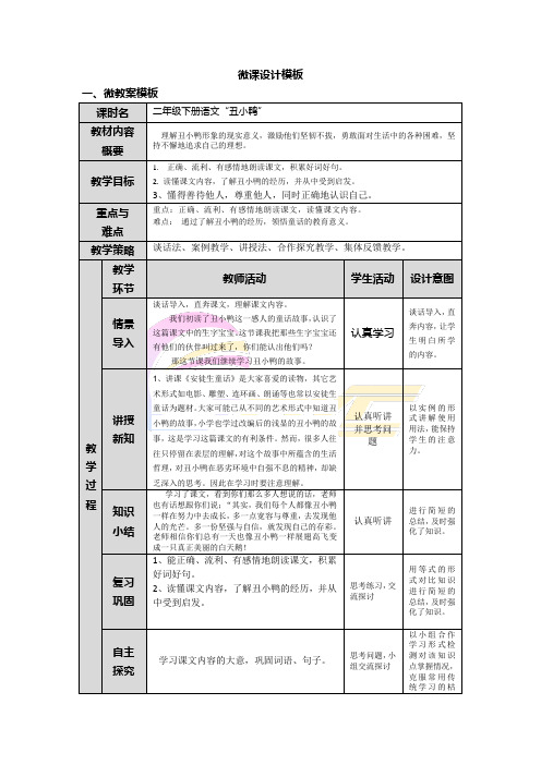 m2微课选题 语文(二年级下册语文“丑小鸭”)