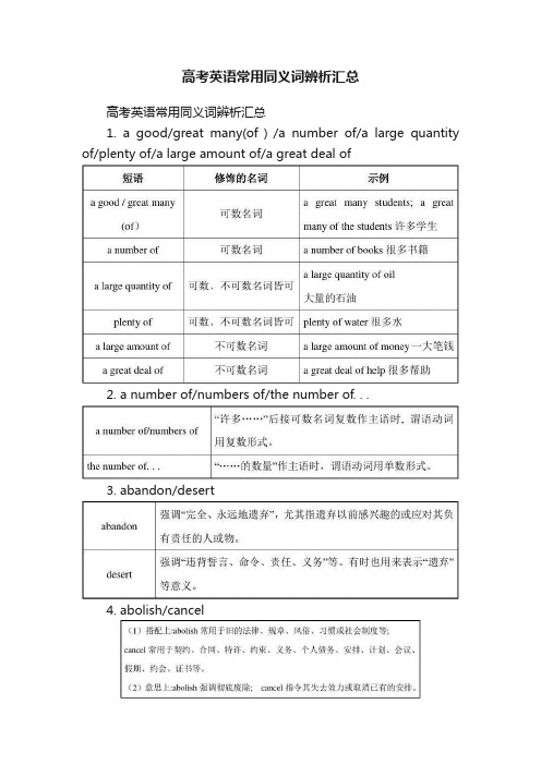 高考英语常用同义词辨析汇总