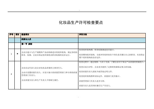 化妆品生产许可检查要点15条