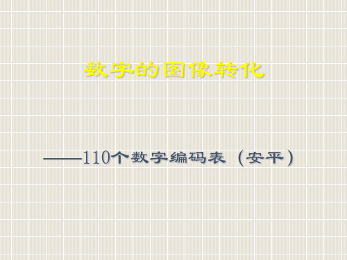 110个数字编码表和图片2013新浓缩版