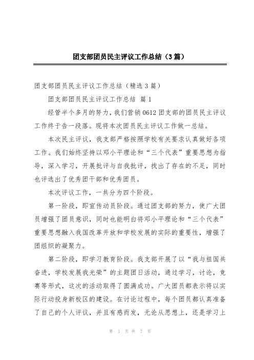 团支部团员民主评议工作总结(3篇)